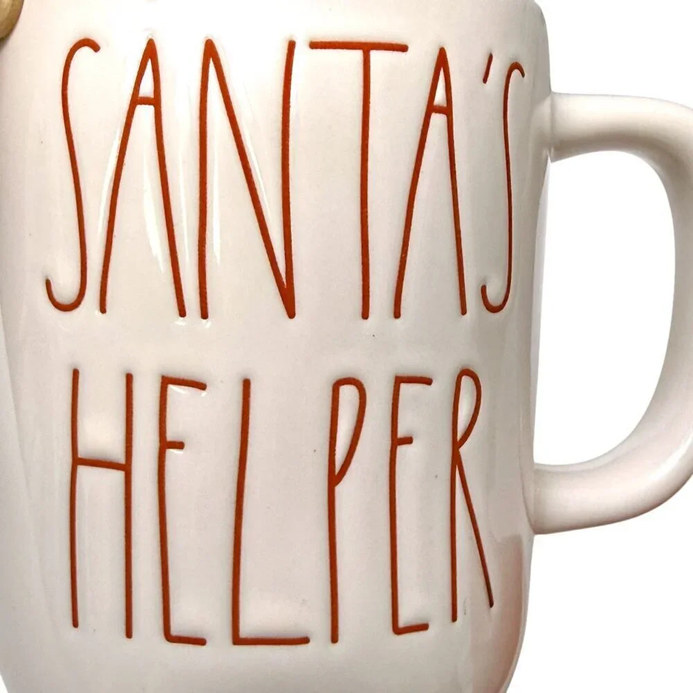 Rae Dunn Christmas Mug Santa's Helper Red Hat Lid Coffee Cup